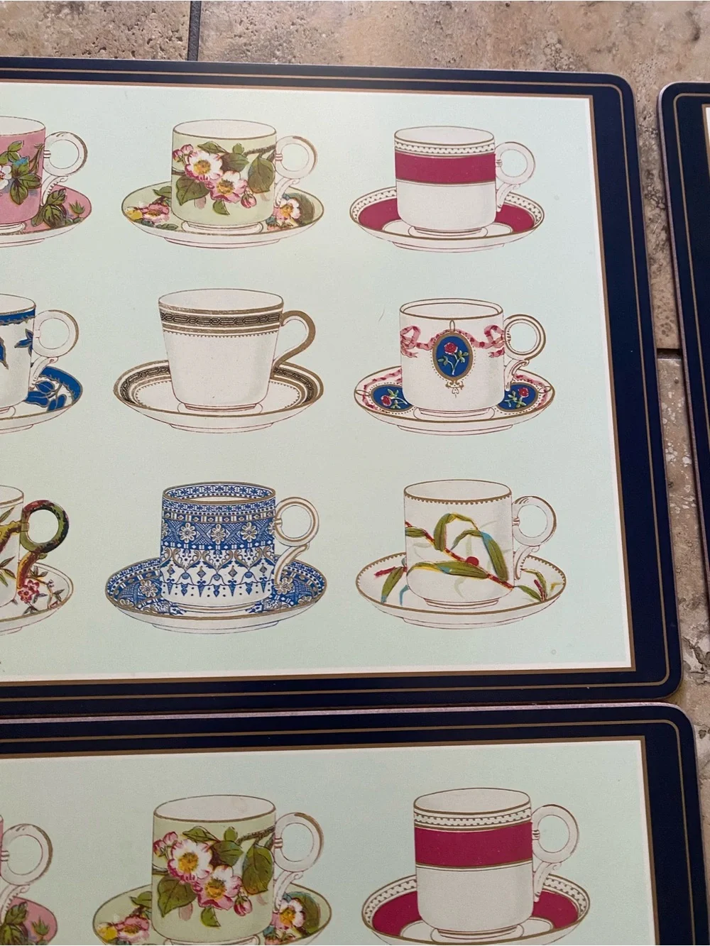 Pimpernel Made in England 4 Cork Floral Teacup Placemats 16x12 English Country